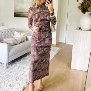 Elegant Plaid Long Sleeve Dress